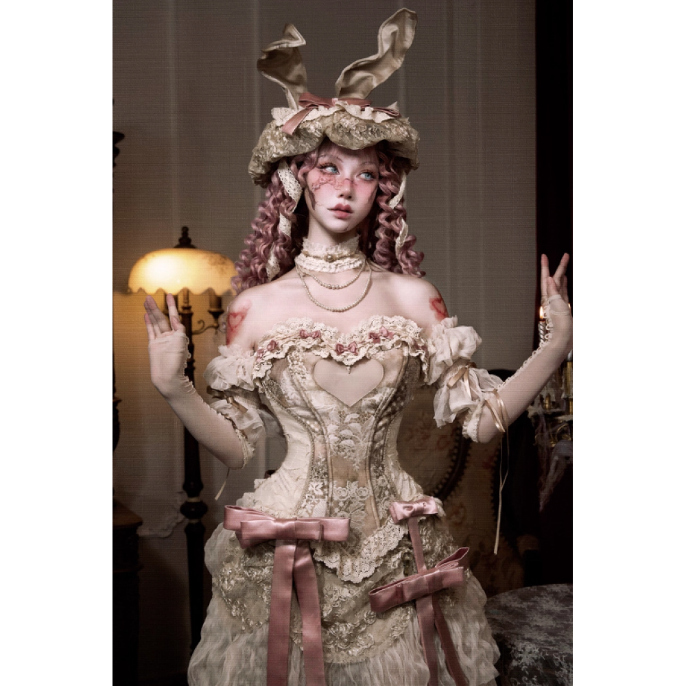 Cupid's Poetry Box Heart-Shaped Boned Rococo Corset Top by Blood Supply (BSY161HTP)